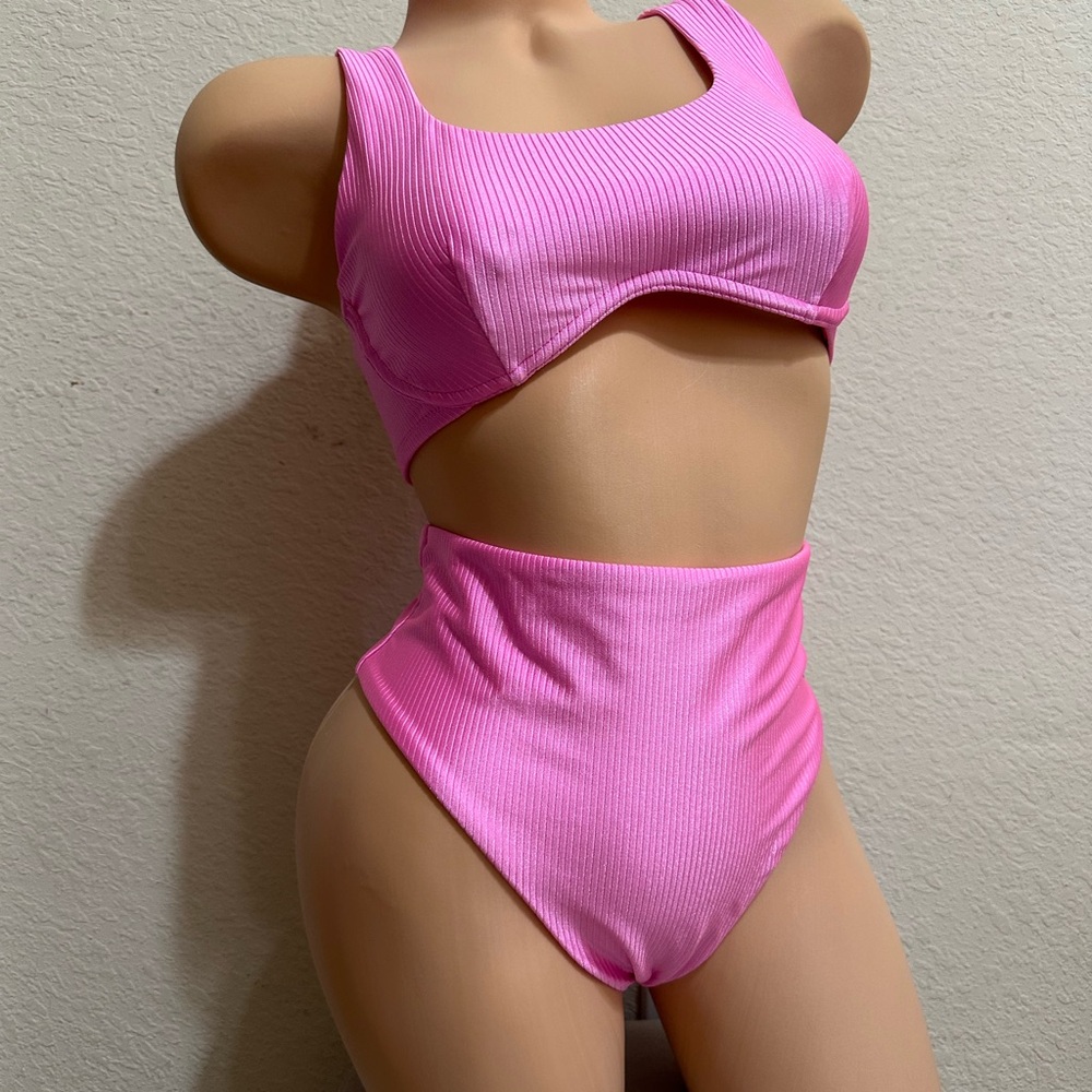 Pink Victoria’s Secret Ribbed Bikini Set